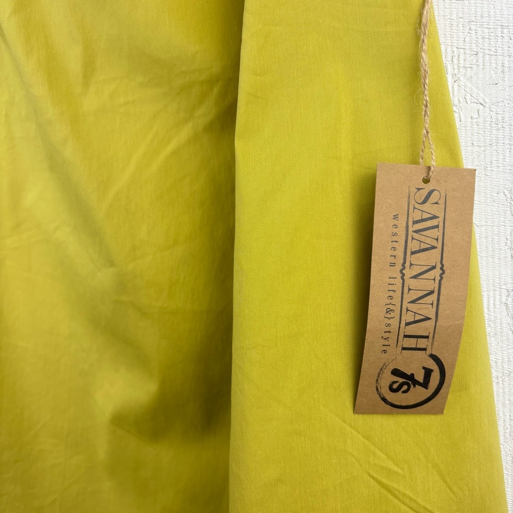 NWT Strut & Bolt- Flutter Ruffle Sleeve Poplin Top Lime Green Large Cottagecore - Picture 5 of 9